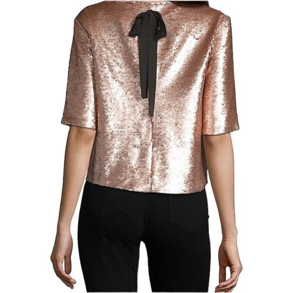 Peyton & Parker Cropped Sequined Cropped Top - Rose Gold - L - Picture 2 of 10